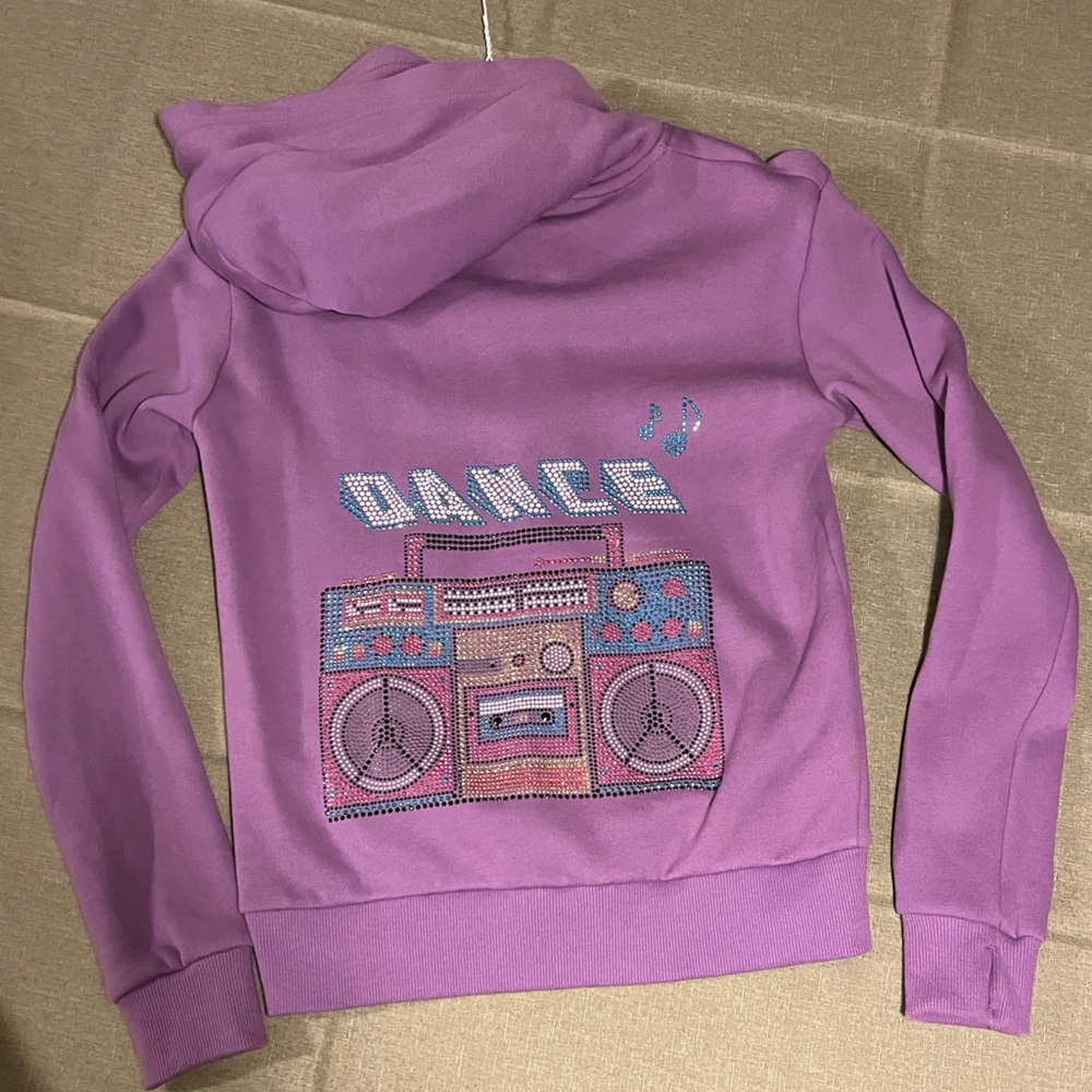 Super Soft by Butter bedazzled purple dance zip up hoodie